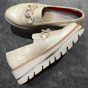 CallagHan Adaptaction Chain Horsebit Leather Loafers Ivory Comfort Spain 37/6